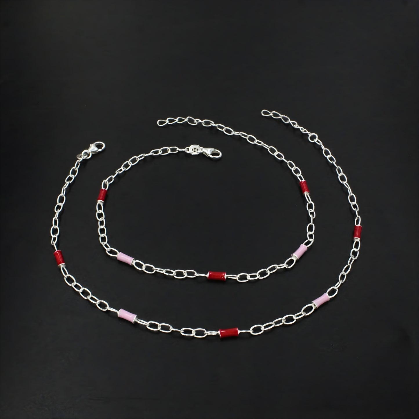 Beach Wear 925 Sterling Silver Chain women Payal Anklet Pair 10.5"