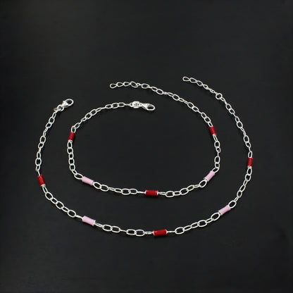 Beach Wear 925 Sterling Silver Chain women Payal Anklet Pair 10.5"