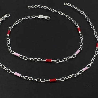 Beach Wear 925 Sterling Silver Chain women Payal Anklet Pair 10.5"