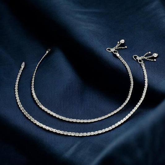 925 Sterling Silver women gifting Jhanjhar Anklet Pair 10.3"