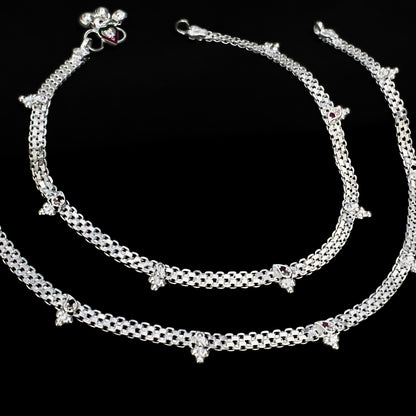 Boho Look Real Silver Chain Payal Anklet for Women