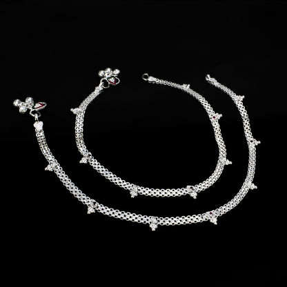 Boho Look Real Silver Chain Payal Anklet for Women