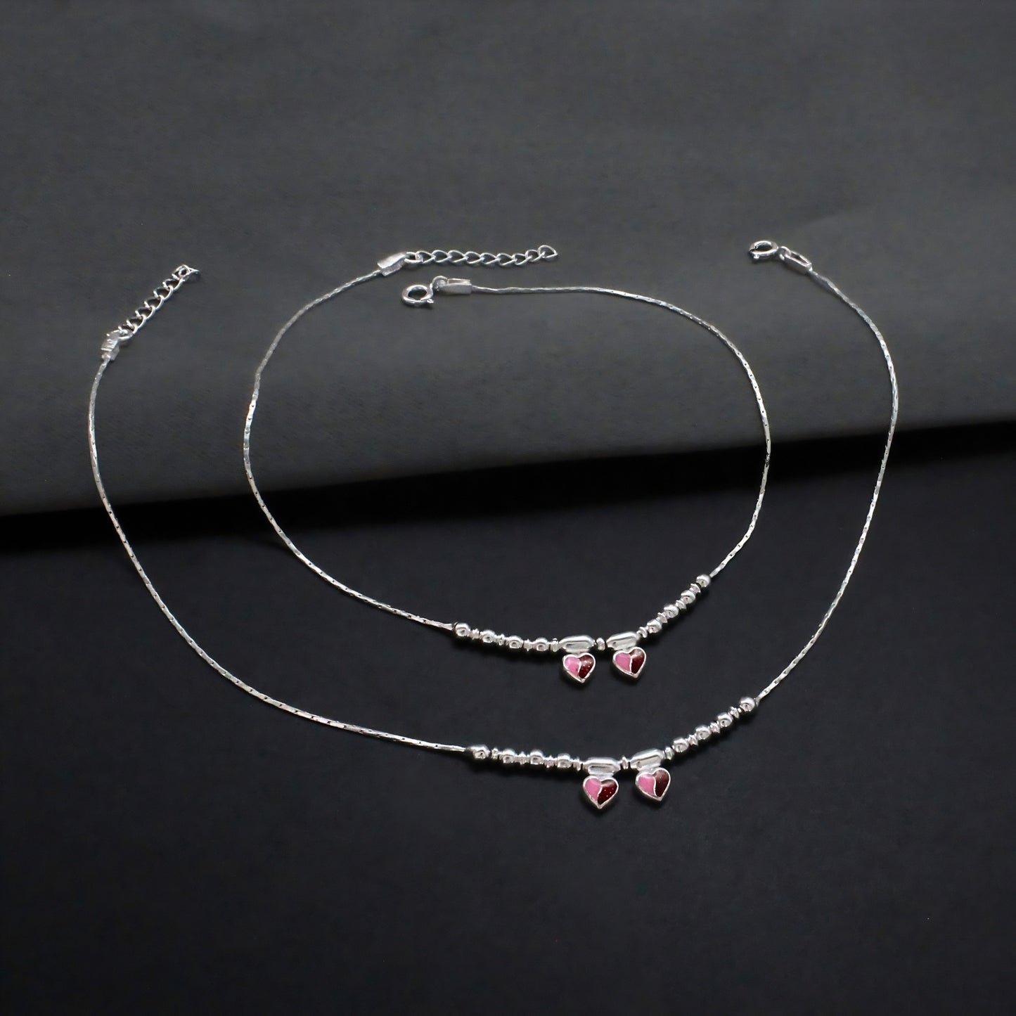 Beach wear Real Sterling Silver Heart Anklet 10.3"