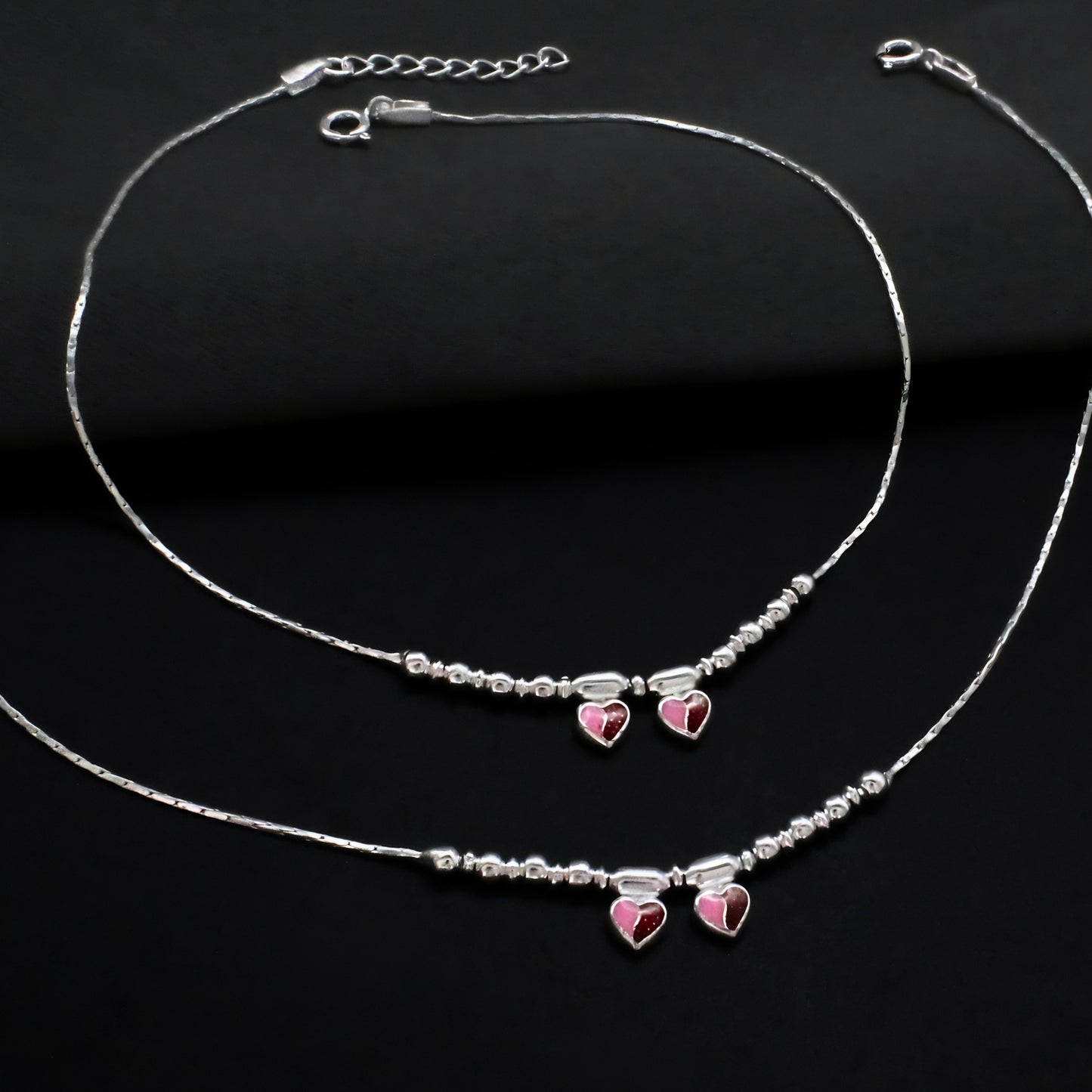 Beach wear Real Sterling Silver Heart Anklet 10.3"