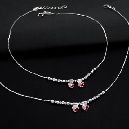 Beach wear Real Sterling Silver Heart Anklet 10.3"