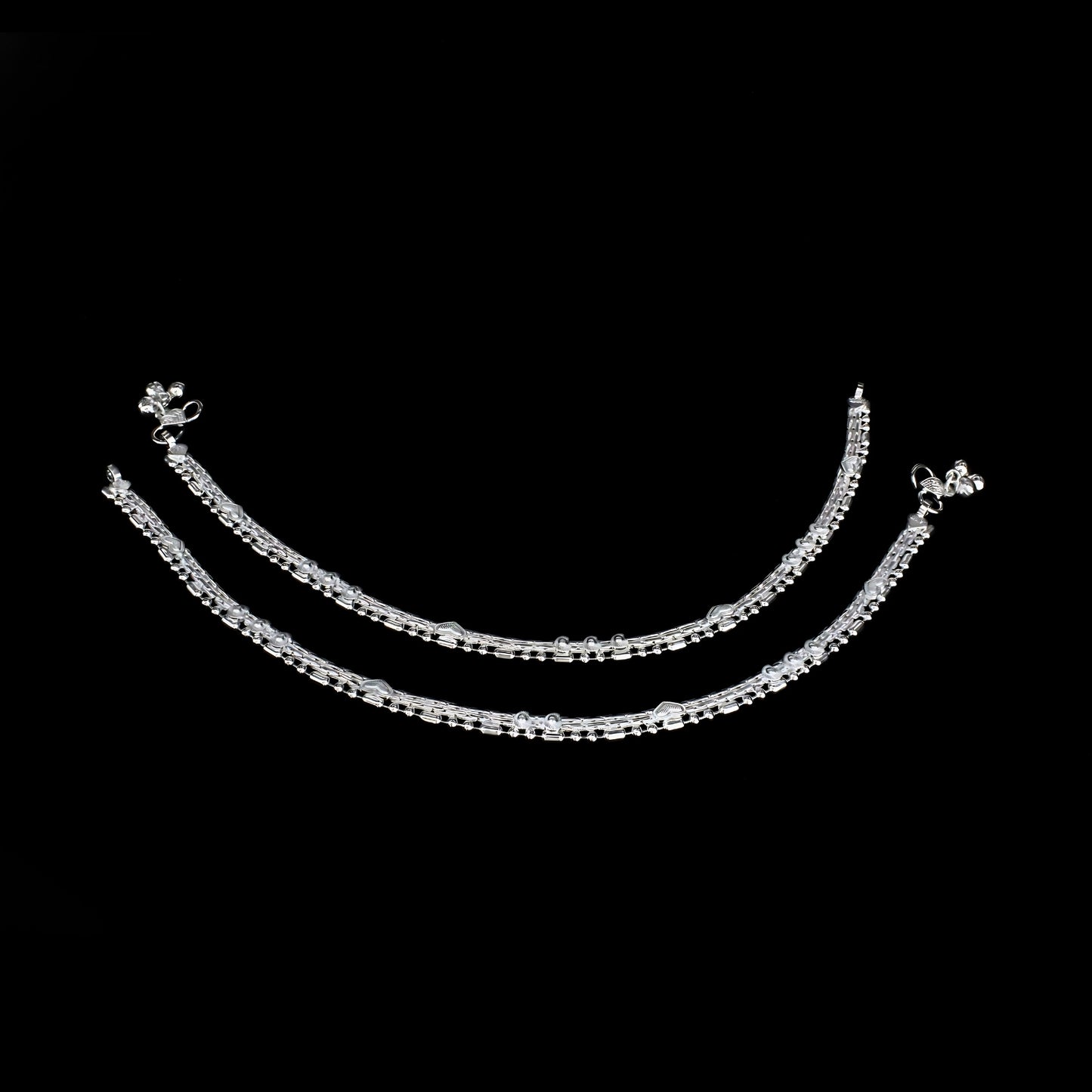 Elegant Traditional Real Silver Payal Women Anklet Pair 10.3"