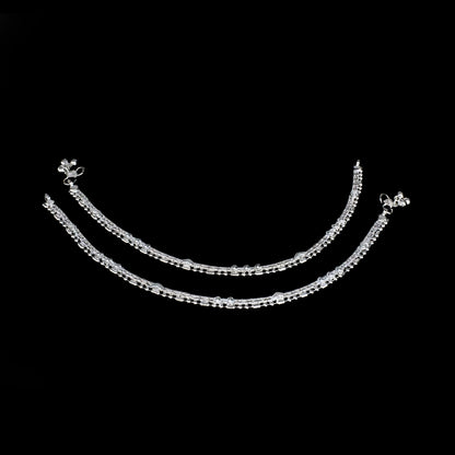 Elegant Traditional Real Silver Payal Women Anklet Pair 10.3"