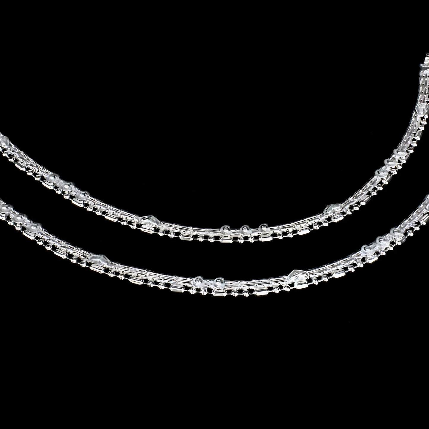 Elegant Traditional Real Silver Payal Women Anklet Pair 10.3"