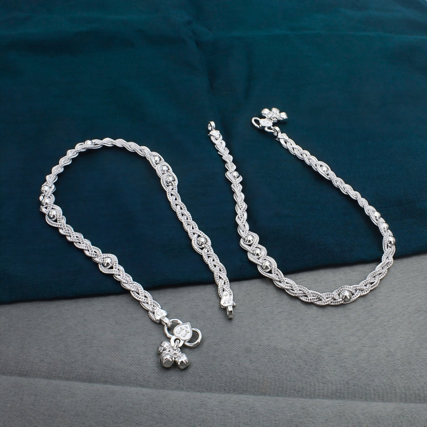 Daily Wear Twisted Rope Real Silver Women Payal Anklet Pair 10.3"