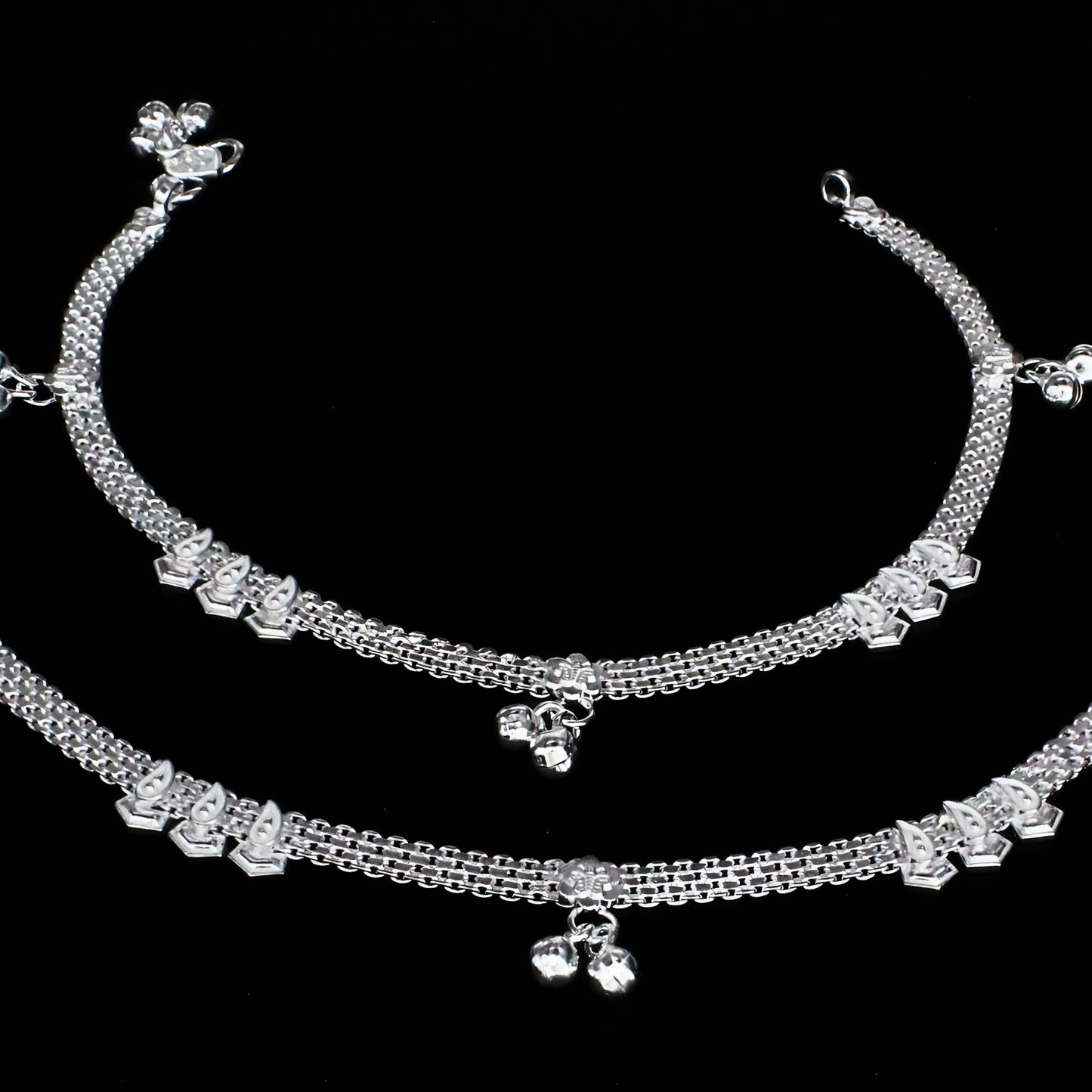 Party Wear Real Silver Women Payal Anklet Pair 10.3"