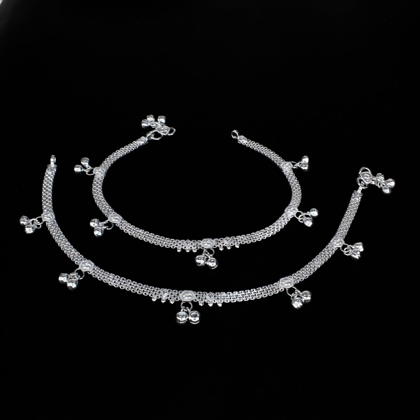 Party wear Real Silver Jhanjhar Anklet for Women - Pair 10.3"