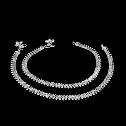 Premium Real Silver Payal Anklet for Women Pair 10.3"
