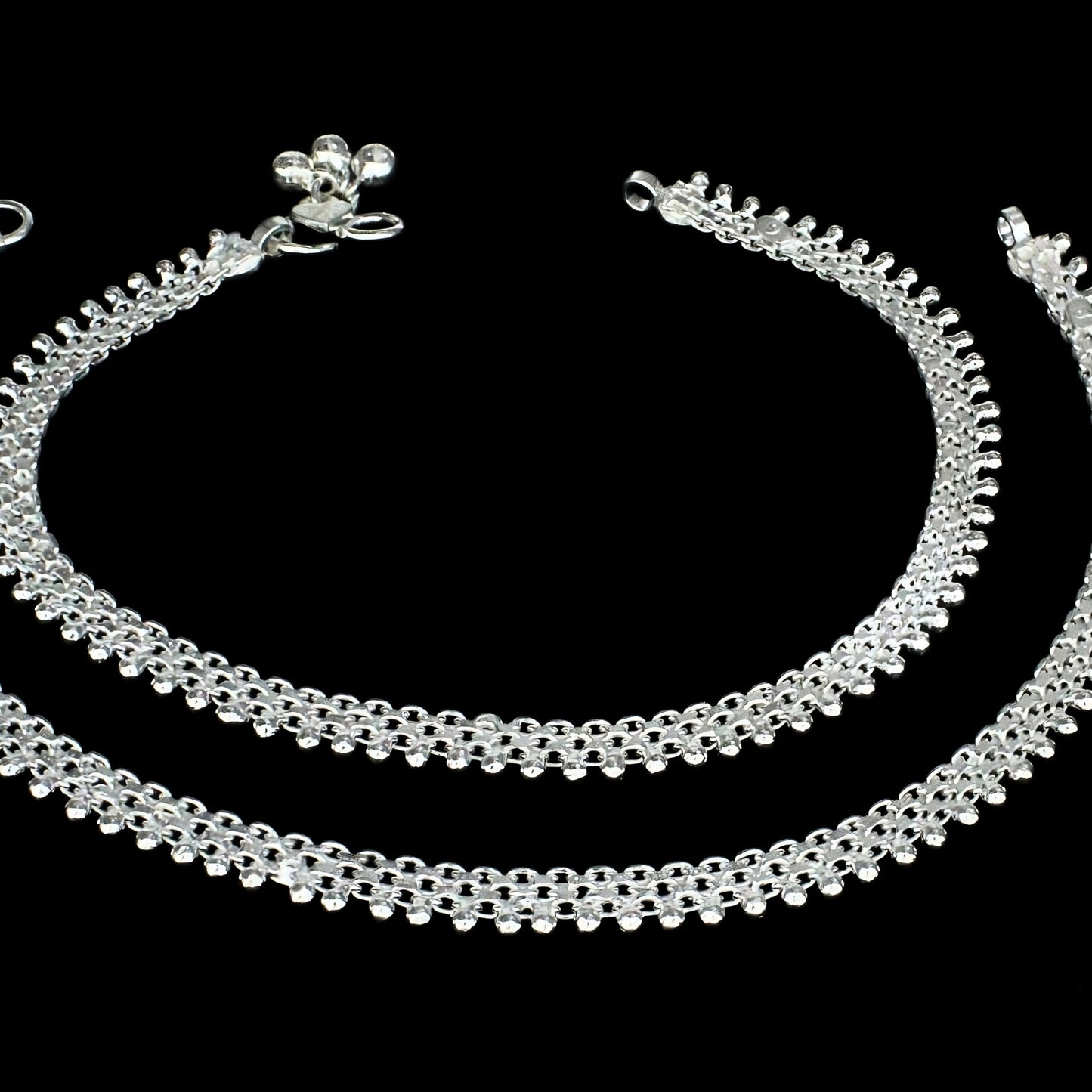Premium Real Silver Payal Anklet for Women Pair 10.3"