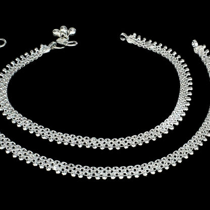 Premium Real Silver Payal Anklet for Women Pair 10.3"