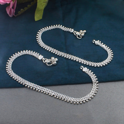 Premium Real Silver Payal Anklet for Women Pair 10.3"