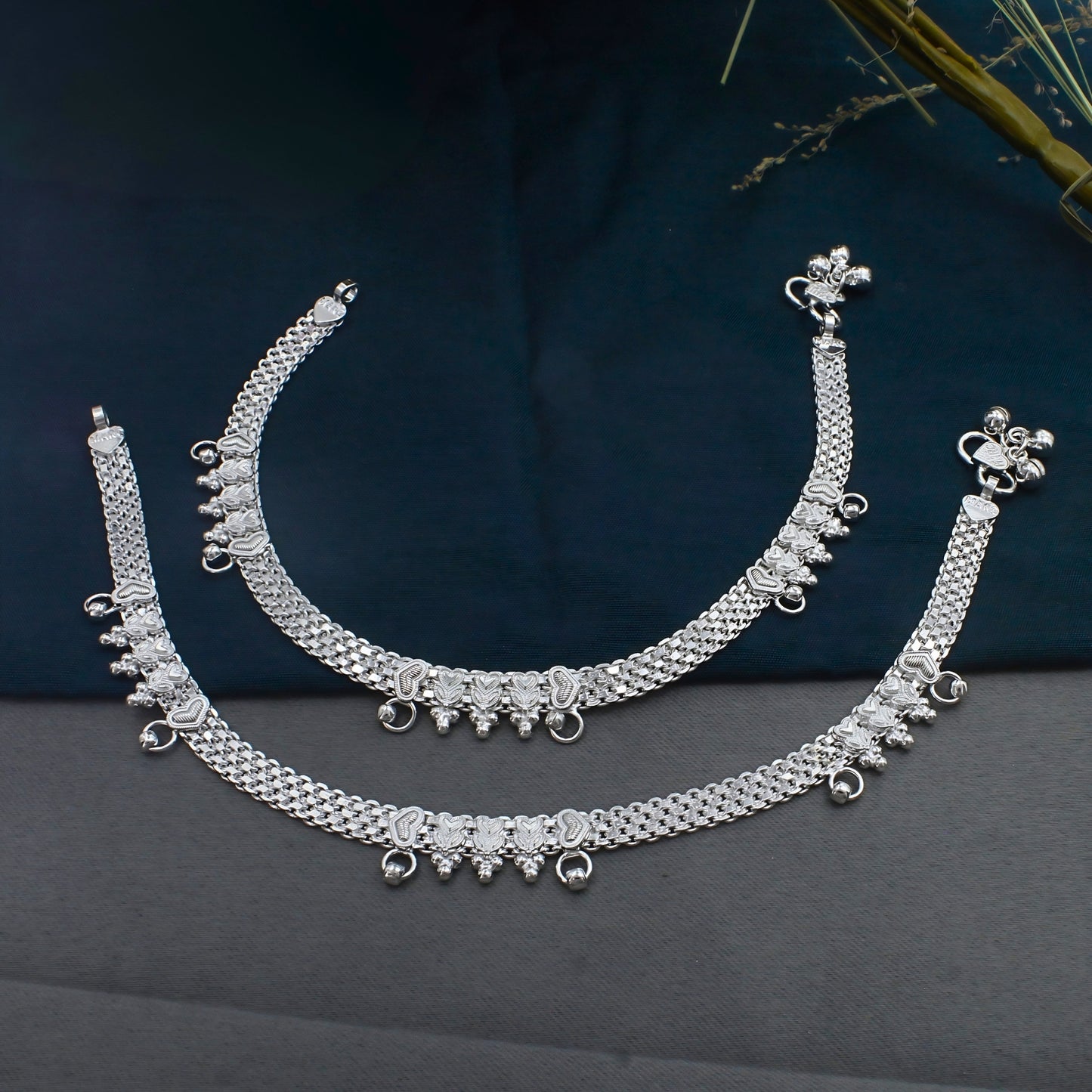 Real Silver Payal Anklet - Royal Look for women Pair 10.3"