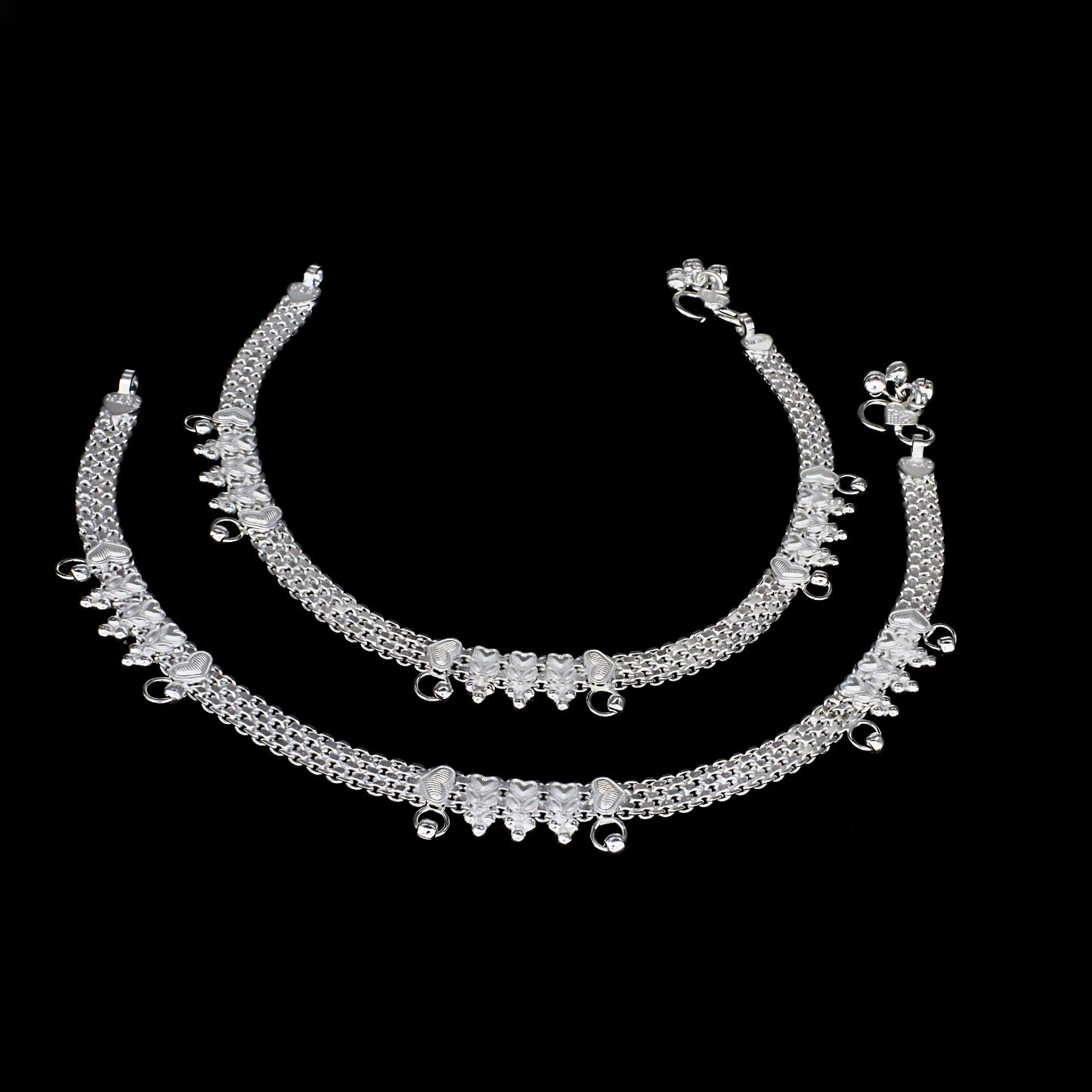 Real Silver Payal Anklet - Royal Look for women Pair 10.3"