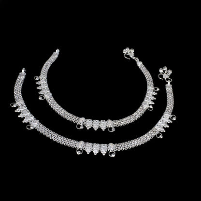 Real Silver Payal Anklet - Royal Look for women Pair 10.3"