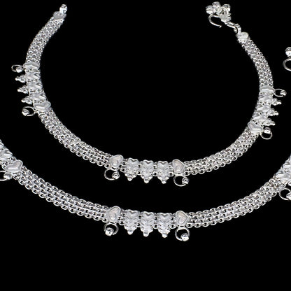 Real Silver Payal Anklet - Royal Look for women Pair 10.3"