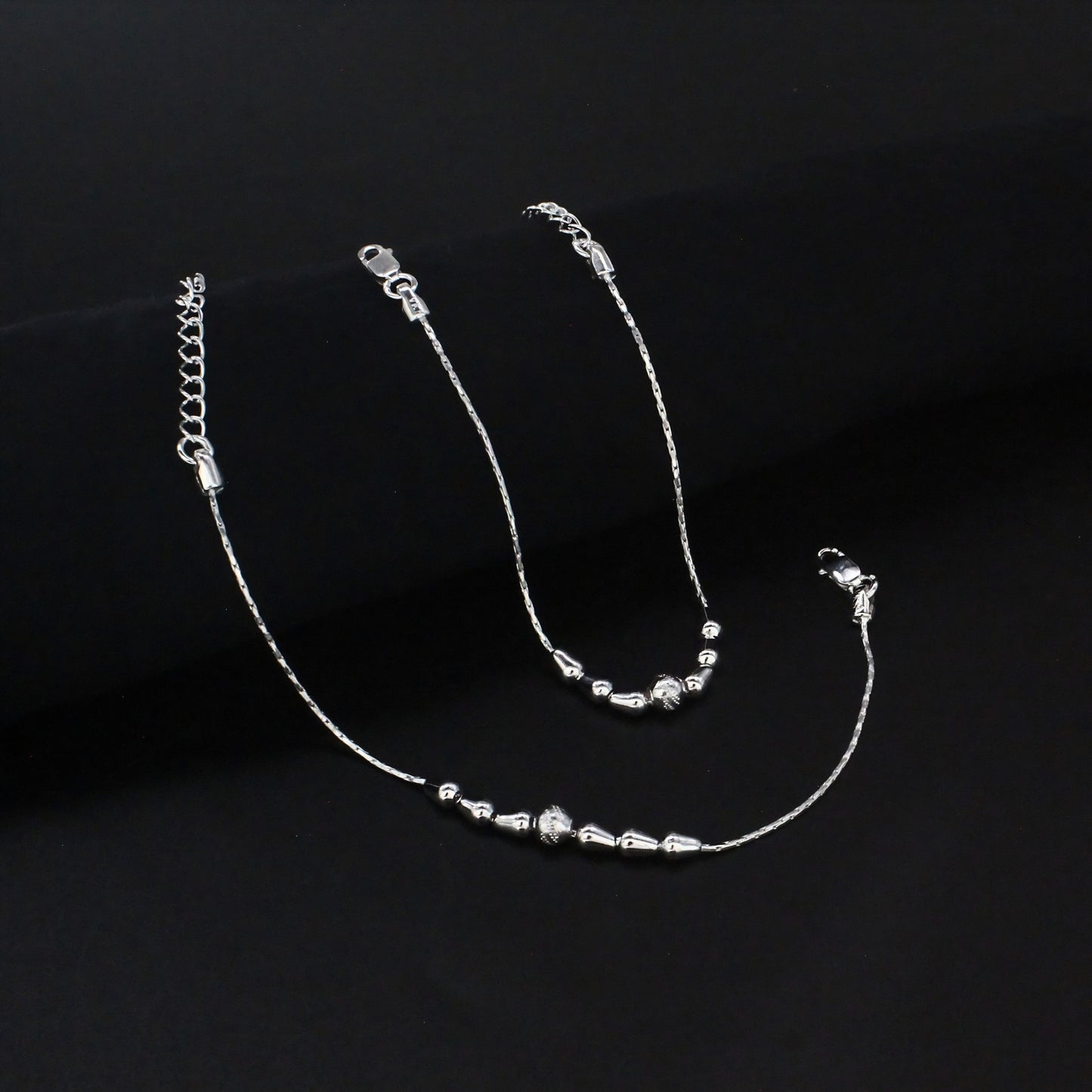 Real Silver Beaded Chain Kids Anklet Payal – Baby Foot Bracelet Pair