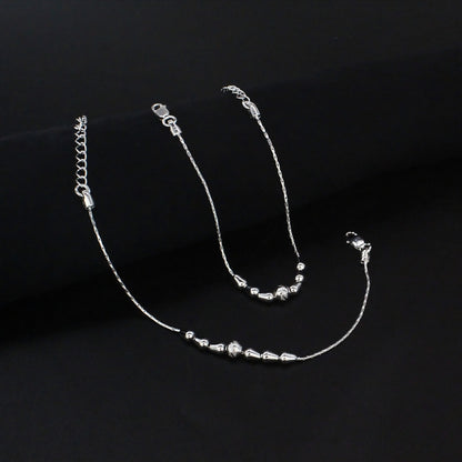 Real Silver Beaded Chain Kids Anklet Payal – Baby Foot Bracelet Pair