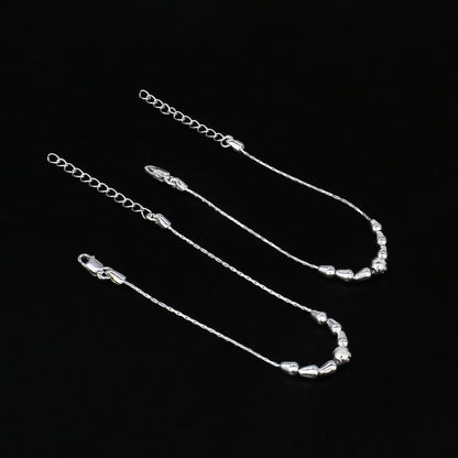 Real Silver Beaded Chain Kids Anklet Payal – Baby Foot Bracelet Pair