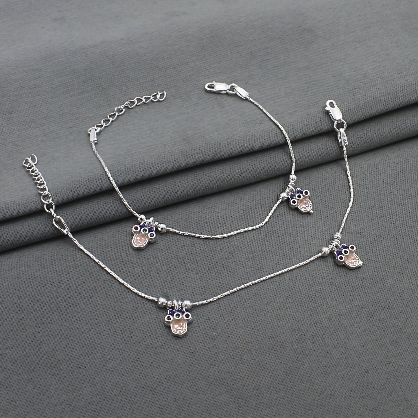 Real Silver Hanging Charm Anklet for Baby & Girls