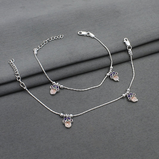 Real Silver Hanging Charm Anklet for Baby & Girls