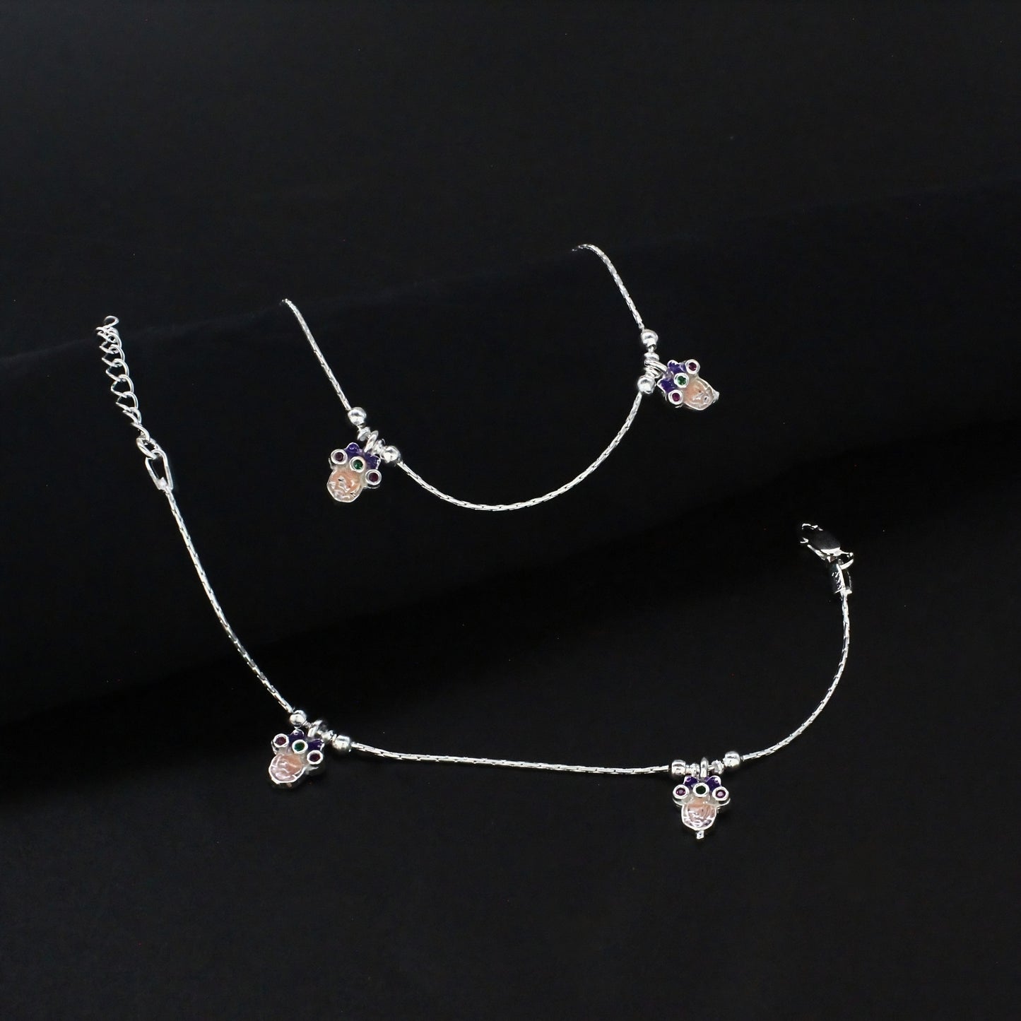 Real Silver Hanging Charm Anklet for Baby & Girls