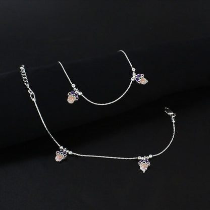 Real Silver Hanging Charm Anklet for Baby & Girls