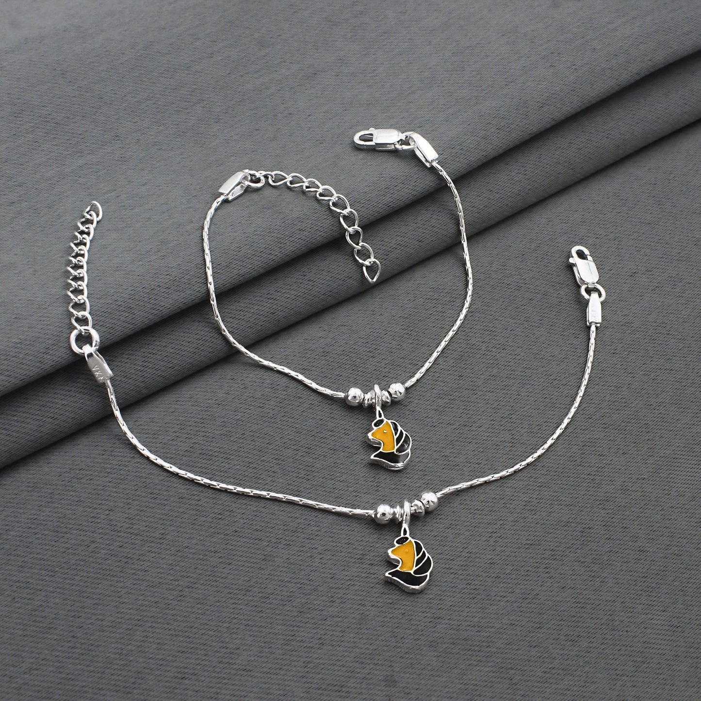 Real Silver Unicorn Charm Anklet Payal for Kids