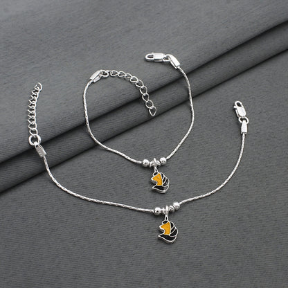 Real Silver Unicorn Charm Anklet Payal for Kids
