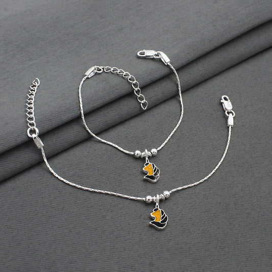 Real Silver Unicorn Charm Anklet Payal for Kids