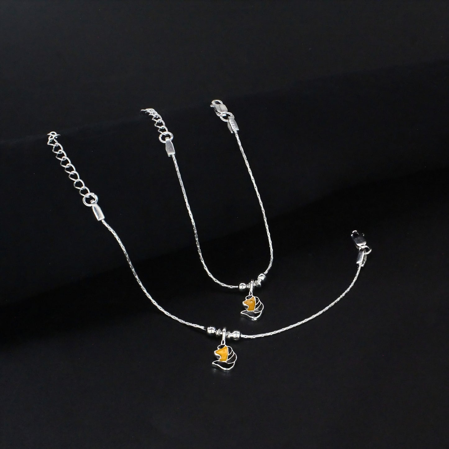 Real Silver Unicorn Charm Anklet Payal for Kids