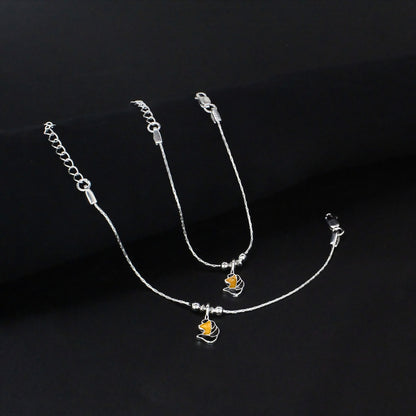 Real Silver Unicorn Charm Anklet Payal for Kids