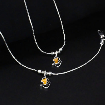 Real Silver Unicorn Charm Anklet Payal for Kids