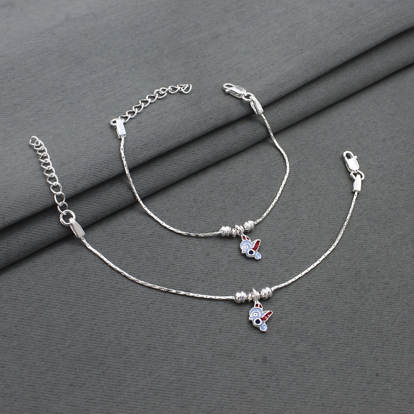 Real Silver Open-Wing Bird Anklet Payal for Kids