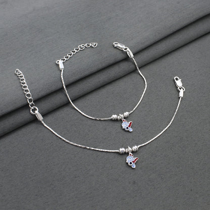 Real Silver Open-Wing Bird Anklet Payal for Kids