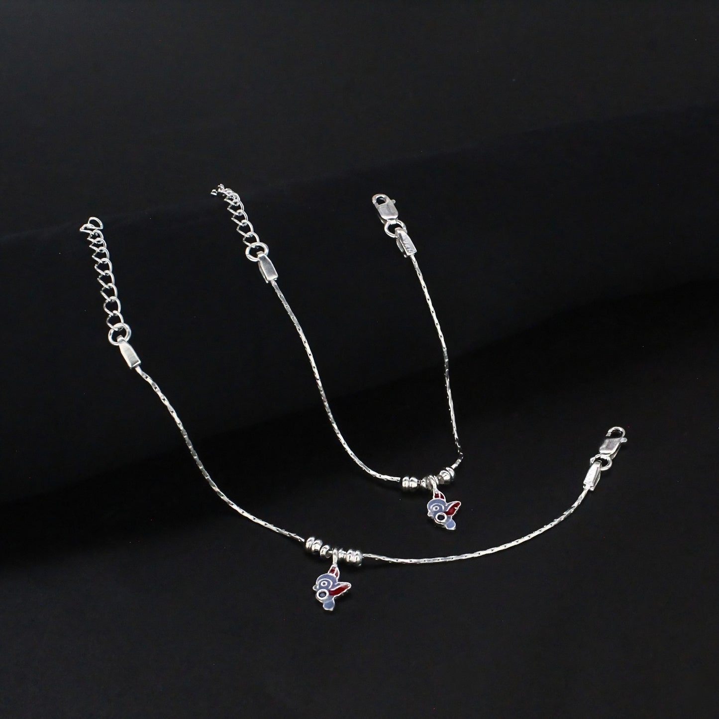 Real Silver Open-Wing Bird Anklet Payal for Kids