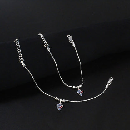 Real Silver Open-Wing Bird Anklet Payal for Kids