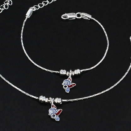 Real Silver Open-Wing Bird Anklet Payal for Kids