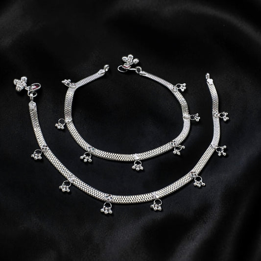 Beautiful Real Silver Foot Jewelry Anklet Payal for Women - 10.3"