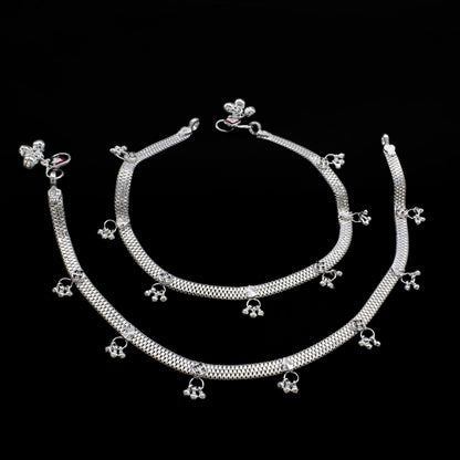 Beautiful Real Silver Foot Jewelry Anklet Payal for Women - 10.3"