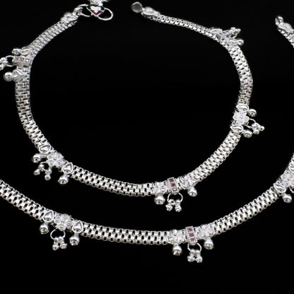 Party Style Real Silver Jhanjhar Anklet with Graceful Look 10.3"