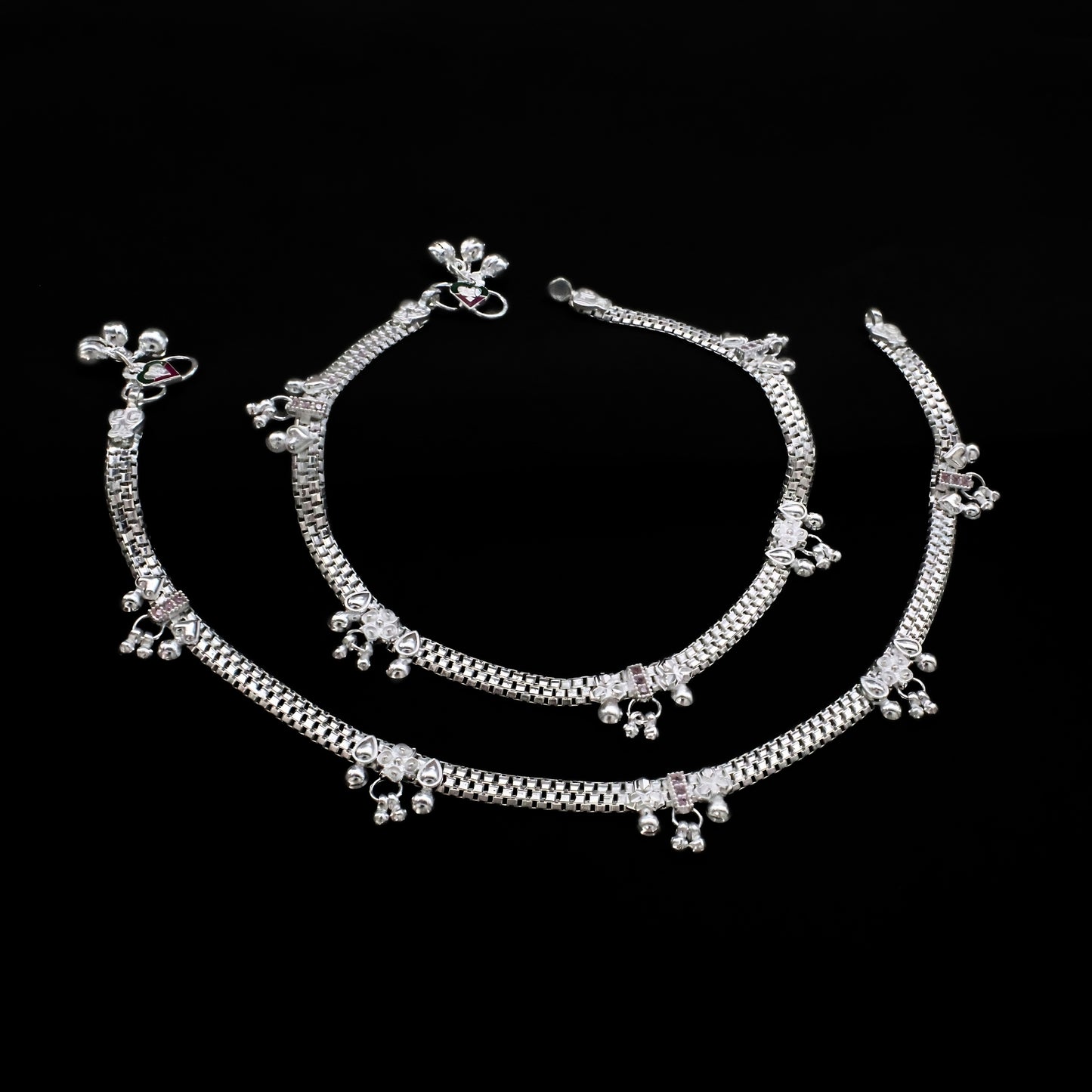 Party Style Real Silver Jhanjhar Anklet with Graceful Look 10.3"