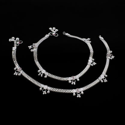 Party Style Real Silver Jhanjhar Anklet with Graceful Look 10.3"