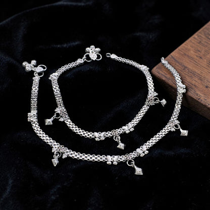 Delicate Real Silver Chain Anklet for Women - Payal