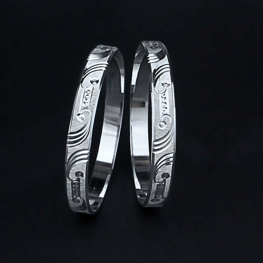 990 Real Silver Women vintage look Bangles Bracelet (Kangan)- Pair