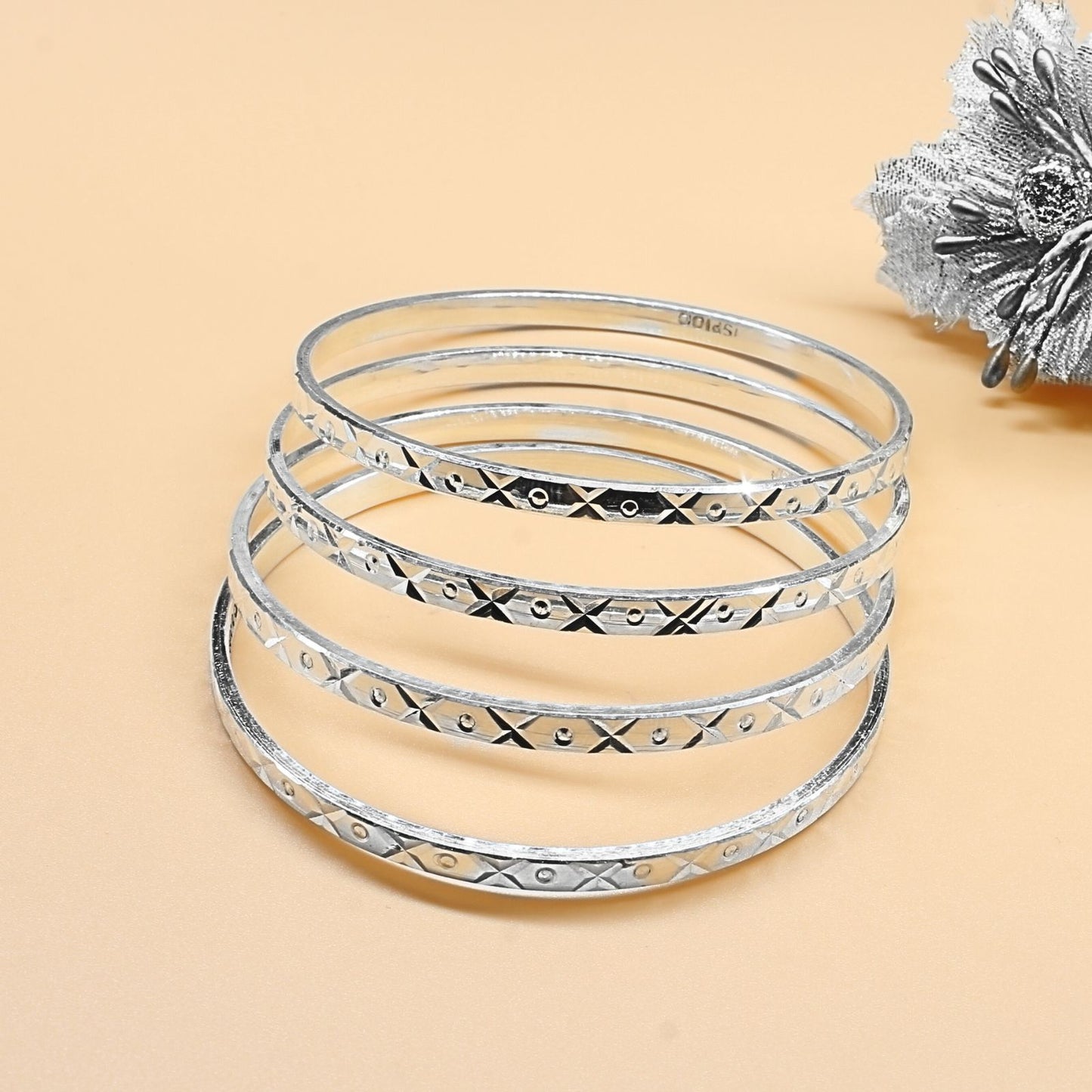 990 Real Silver Women gorgeous Bangles Bracelet (Kangan)