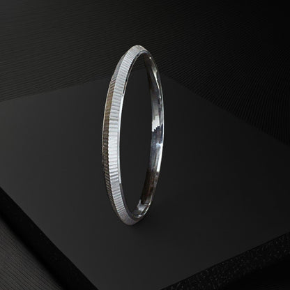 Silver kada for men| Silver men's bangle on a black box